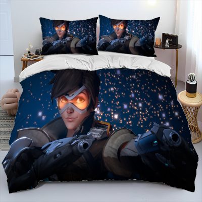 OW Overwatch Game Gamer DVA Comforter Bedding Set Duvet Cover Bed Set Quilt Cover Pillowcase King 17 - Overwatch Shop